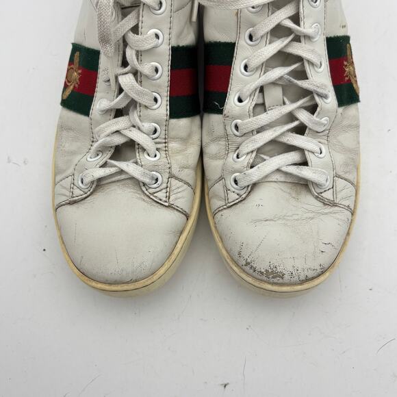 Gucci Ace Stripe Golden Bee Sneakers Women's 37.5 / 7.5 Old Money - Picture 12 of 13